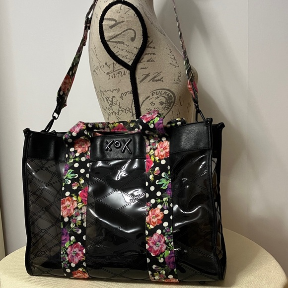 Large Betsey Johnson Clear Tote Bag Black/Multi - Picture 3 of 13